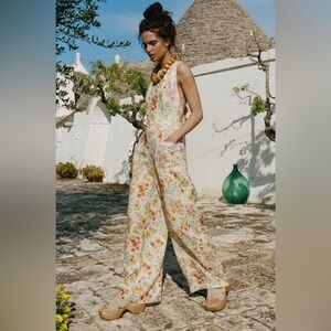 Spell FLORA LINEN JUMPSUIT Pastel L